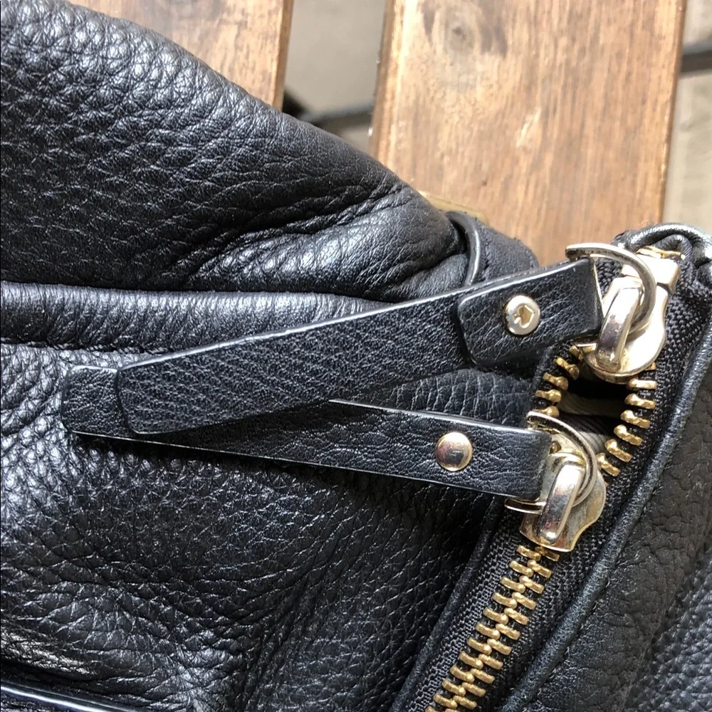 kate spade Black Leather Satchel with Gold Hardware